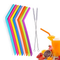 OEM Straight and Bent Shape Practical Bar Tools Food Grade BPA-Free Silicone Drinking Straw and Silicone straw headgear